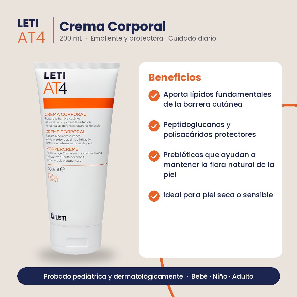LETI AT4 Crema Corporal Piel Atópica 200 mL – beneficios